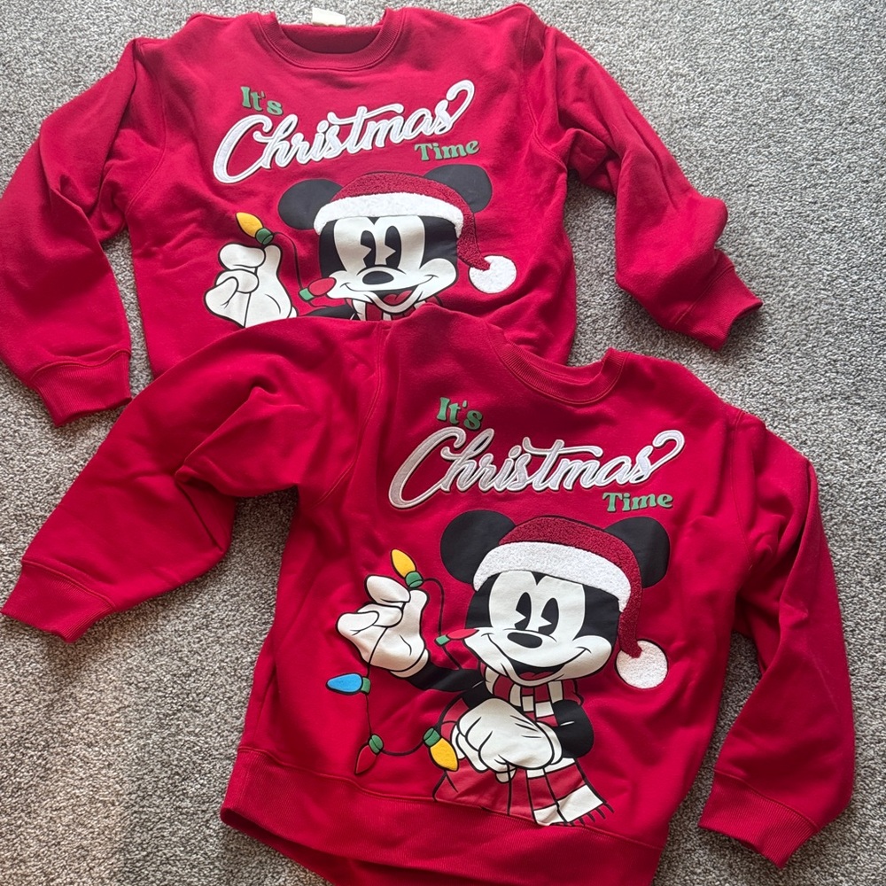 Disney primark ' Red 'It's Christmas Time' Mickey Mouse Sweatshirt sz small